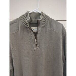 Eddie Bauer XL tall 100% cotton gray sweater elbow patches classic fall winter